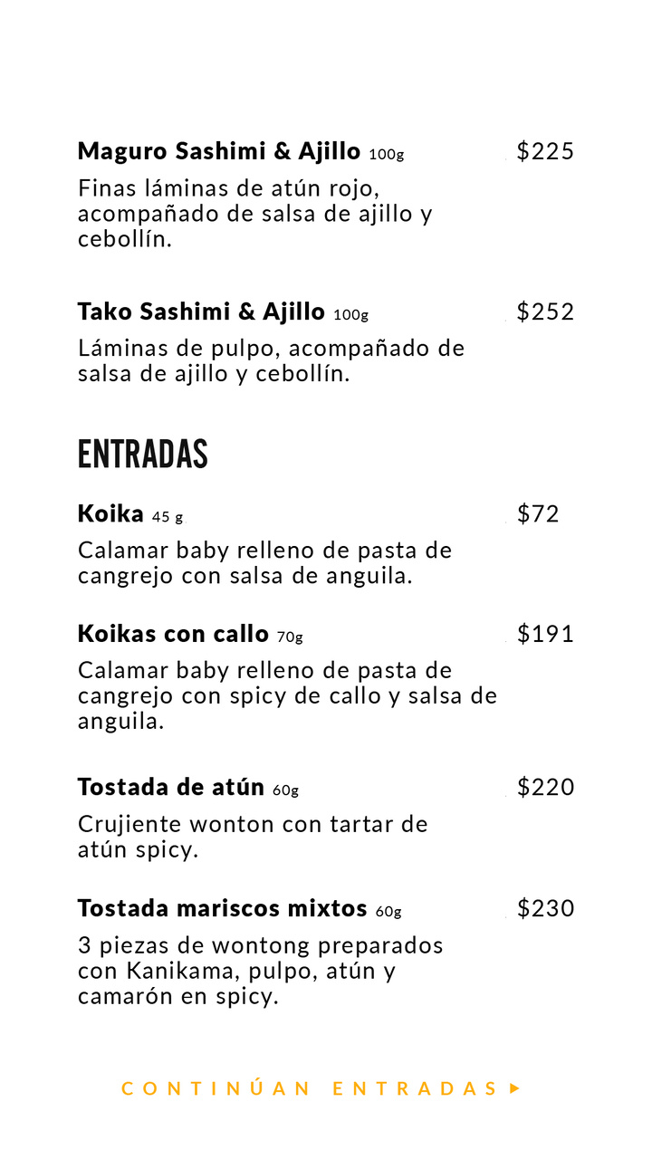Menu de alimentos