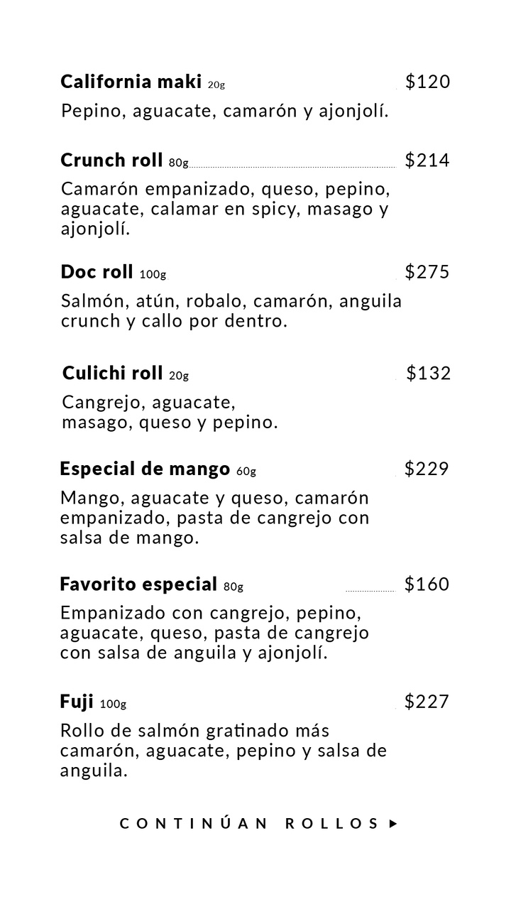 Menu de alimentos