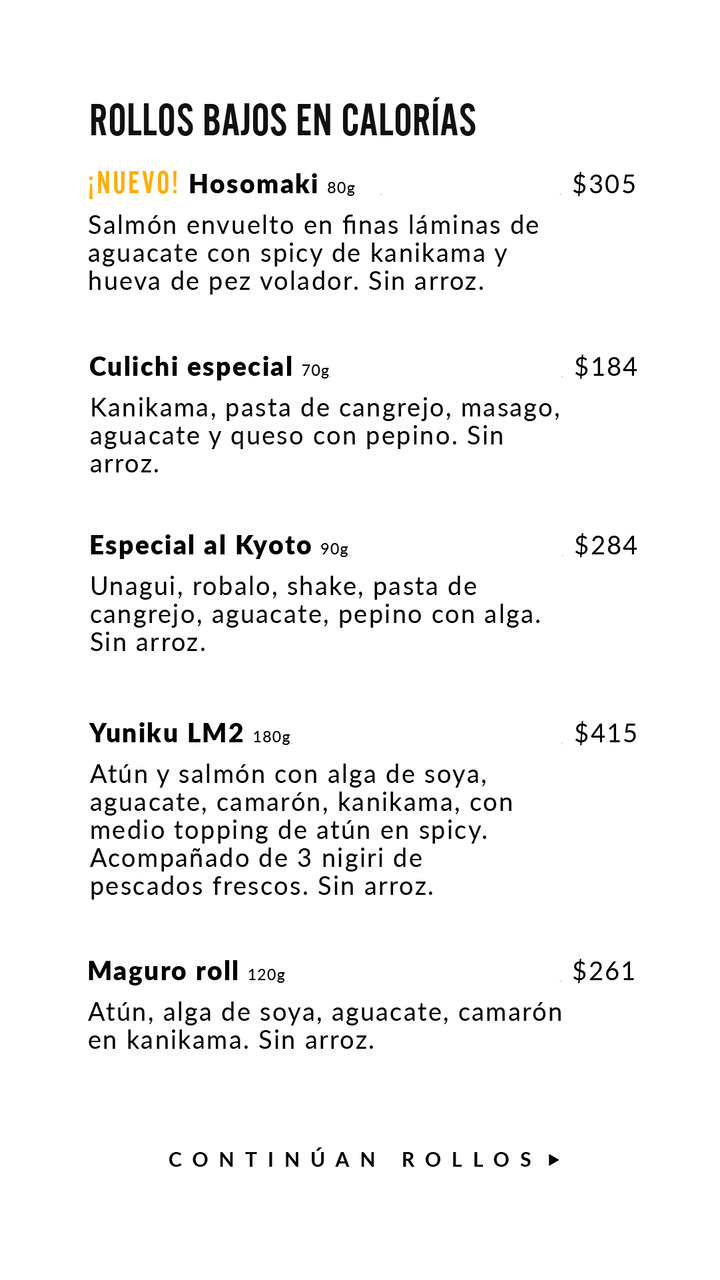 Menu de alimentos
