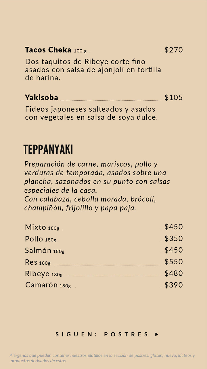 Menu de alimentos